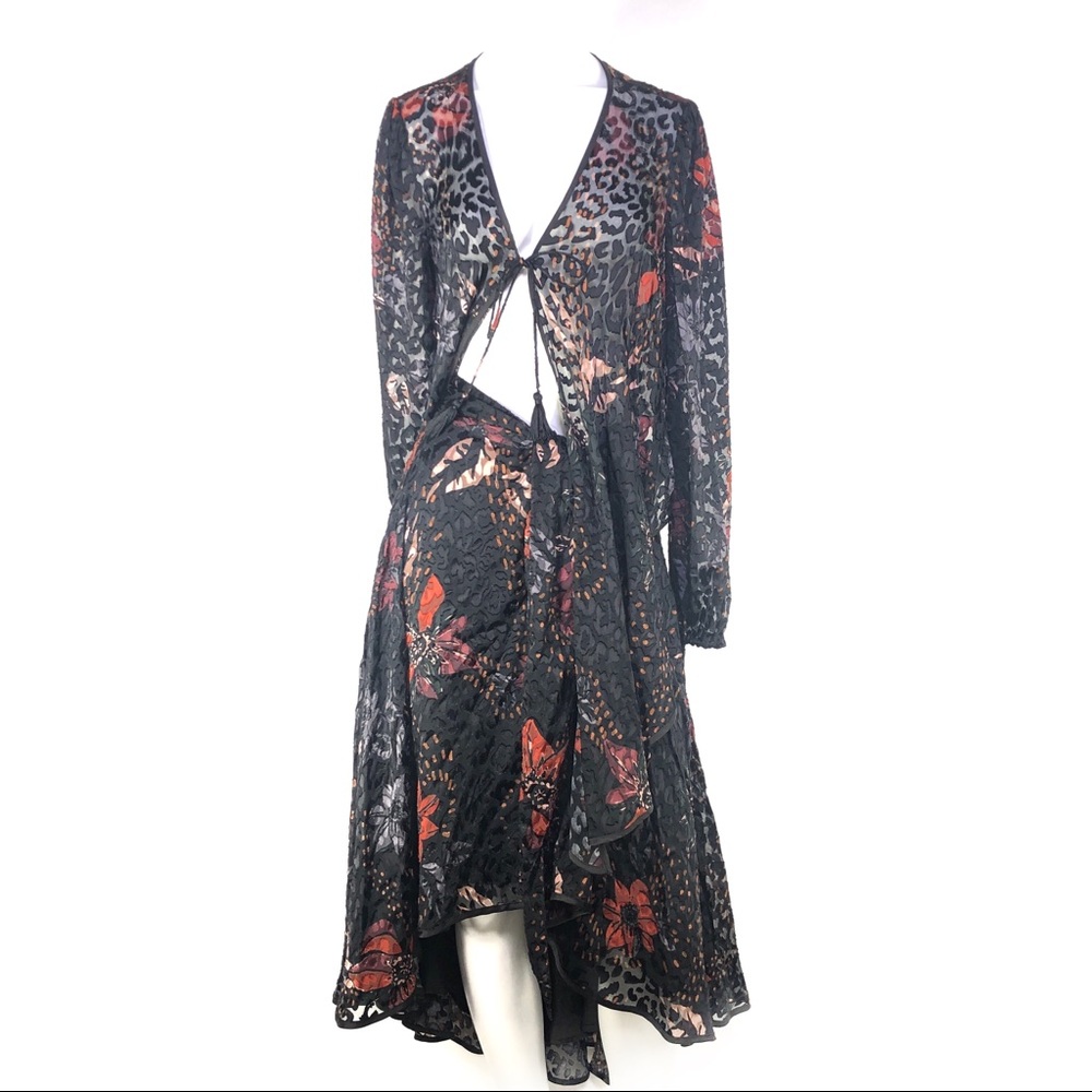 Free People 2 Piece Set Skirt Cardigan Burnout